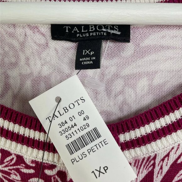 NWT Talbots Plus Pettie CHARMING CARDIGAN -LEAFY VINES Sz Petite 1X - Picture 3 of 6
